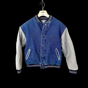 Y2K North Bay Jacket Vintage 90's Varsity Sz Small Denim College Distressed